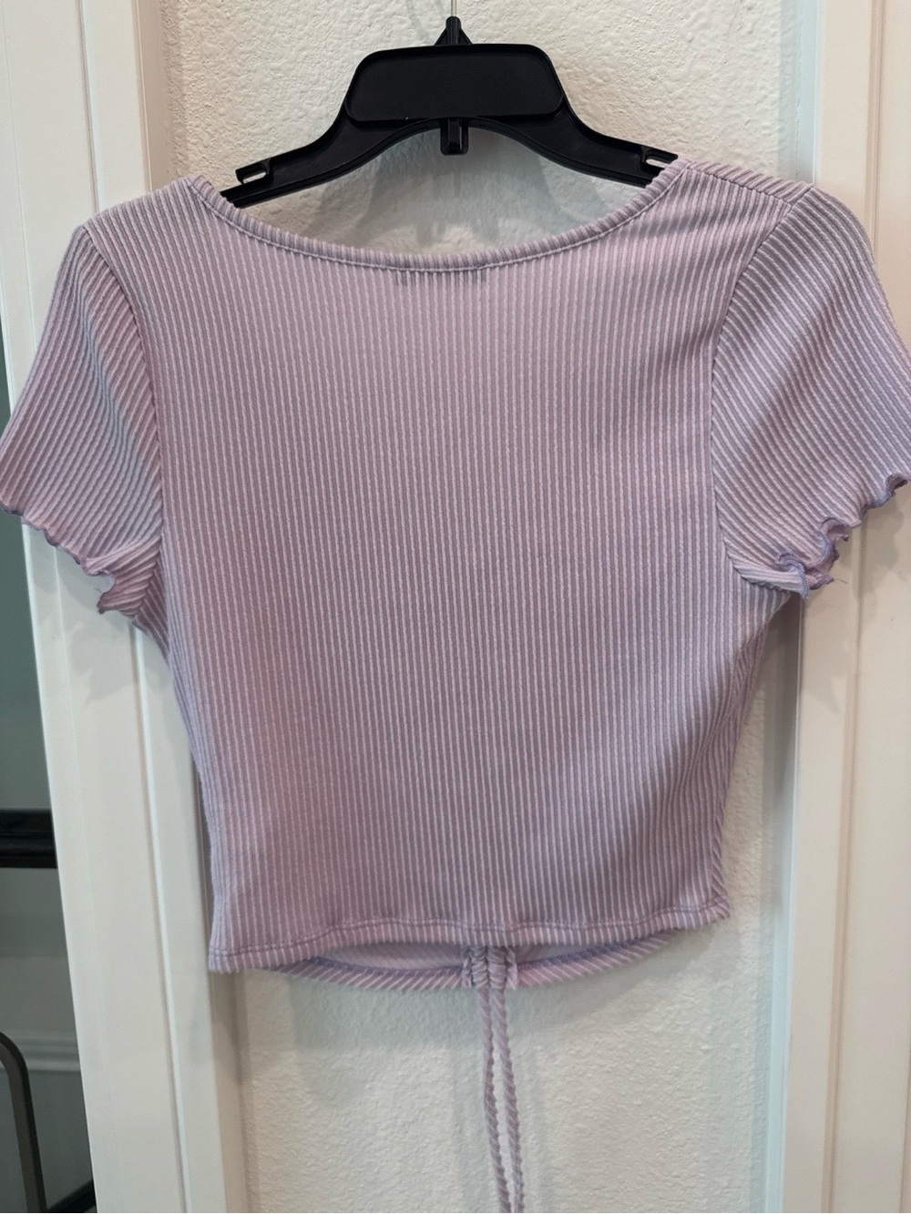 Paper Moon Lilac Ribbed Ruched Front Crop Top Large - Picture 3 of 5